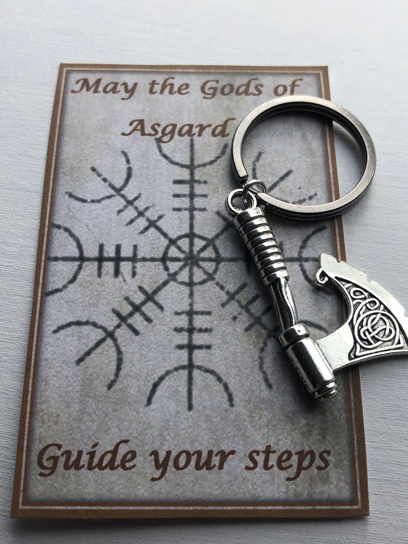 Viking Axe key ring gift card helm of awe protection hessian bag protection safe travel image 2