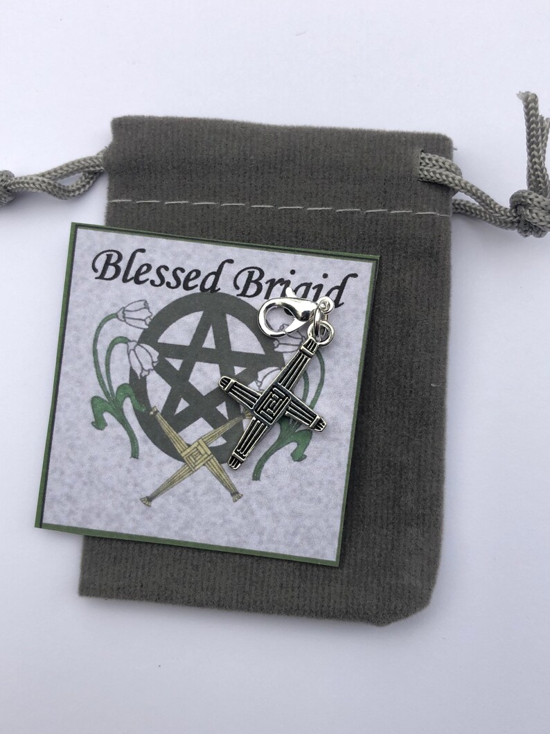 Brigid cross imbolc sabbat charm clip gift set Wiccan gift mini gift image 2