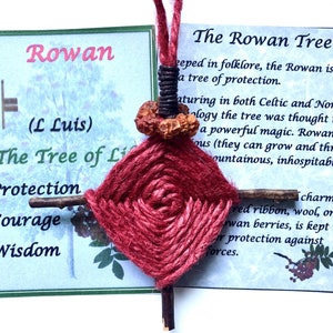 Rowan wood Cross protection talisman for the home good luck sacred tree Celtic Norse gift rowan berries