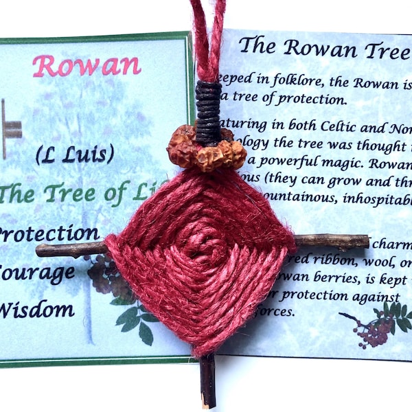 Rowan wood Cross protection talisman for the home good luck sacred tree Celtic Norse gift rowan berries