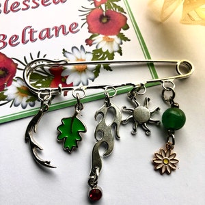 Broszka Beltane, kryształowa broszka do kiltu, majowy festiwal ognia Awenturyn