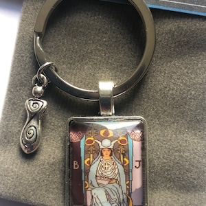 Llavero de cartas del tarot La sacerdotisa de cristal cabujón estrella amuleto bolsa y tarjeta