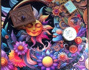 Altar cloth | Solstice | Sun Moon | vibrant