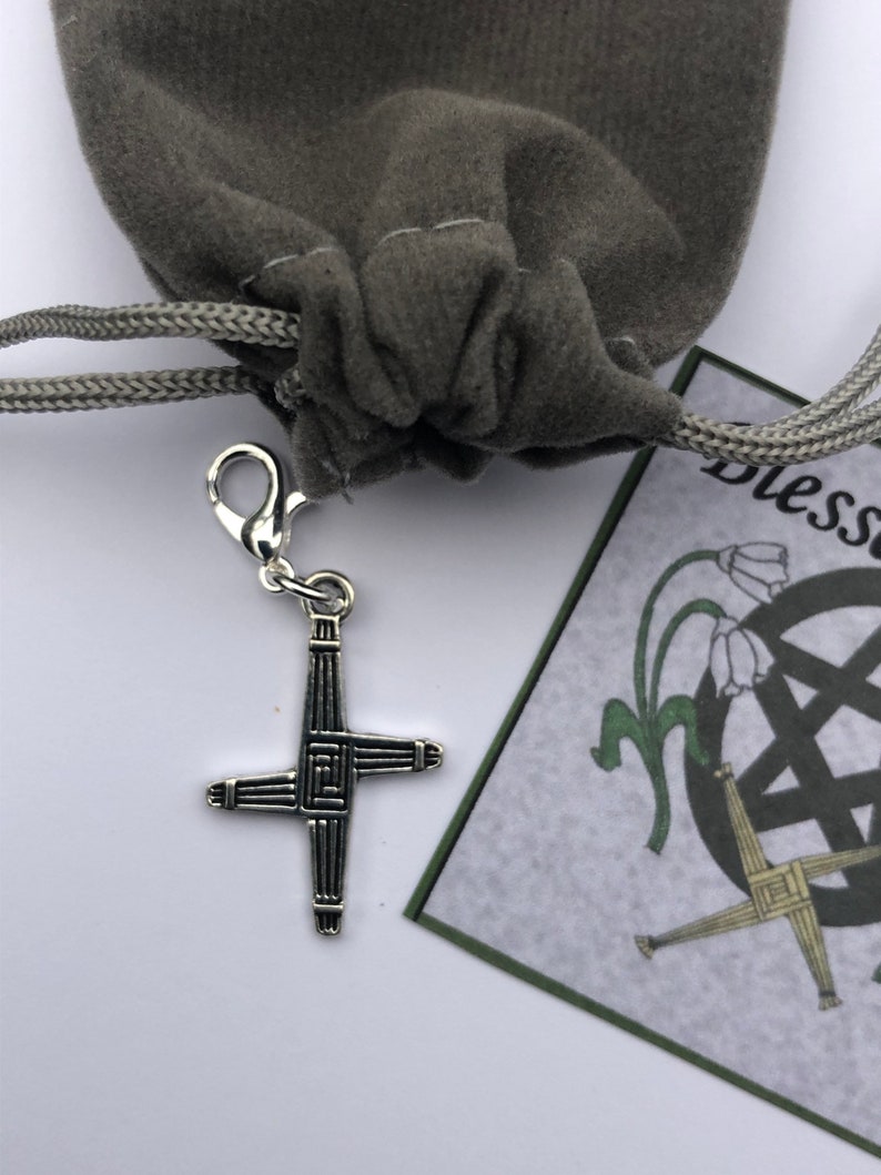 Brigid cross imbolc sabbat charm clip gift set Wiccan gift mini gift image 1