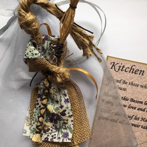 Kitchen witch protection talisman Besom broom poppet good luck home protection house warming gift handfasting image 2