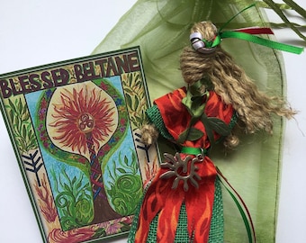 beltane kitchen witch festival of fire may day poppet talisman sun flame charm