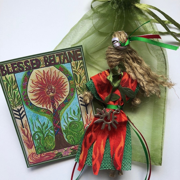 beltane kitchen witch festival of fire may day poppet talisman sun flame charm