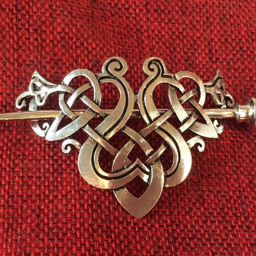 Silver Celtic Knot Metal Viking Filigree Hair Slide Stick Clip Etsy
