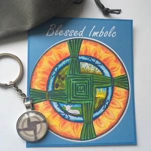 Imbolc brigid cross key ring charm set original art work card