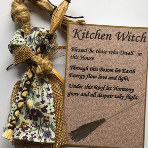 Kitchen witch protection talisman Besom broom poppet good luck home protection house warming gift handfasting image 1