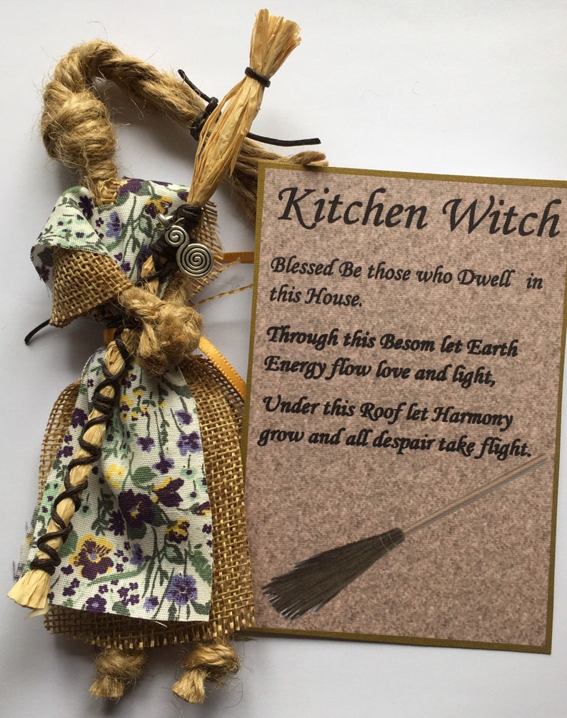 Kitchen witch protection talisman Besom broom poppet good luck home protection house warming gift handfasting image 1