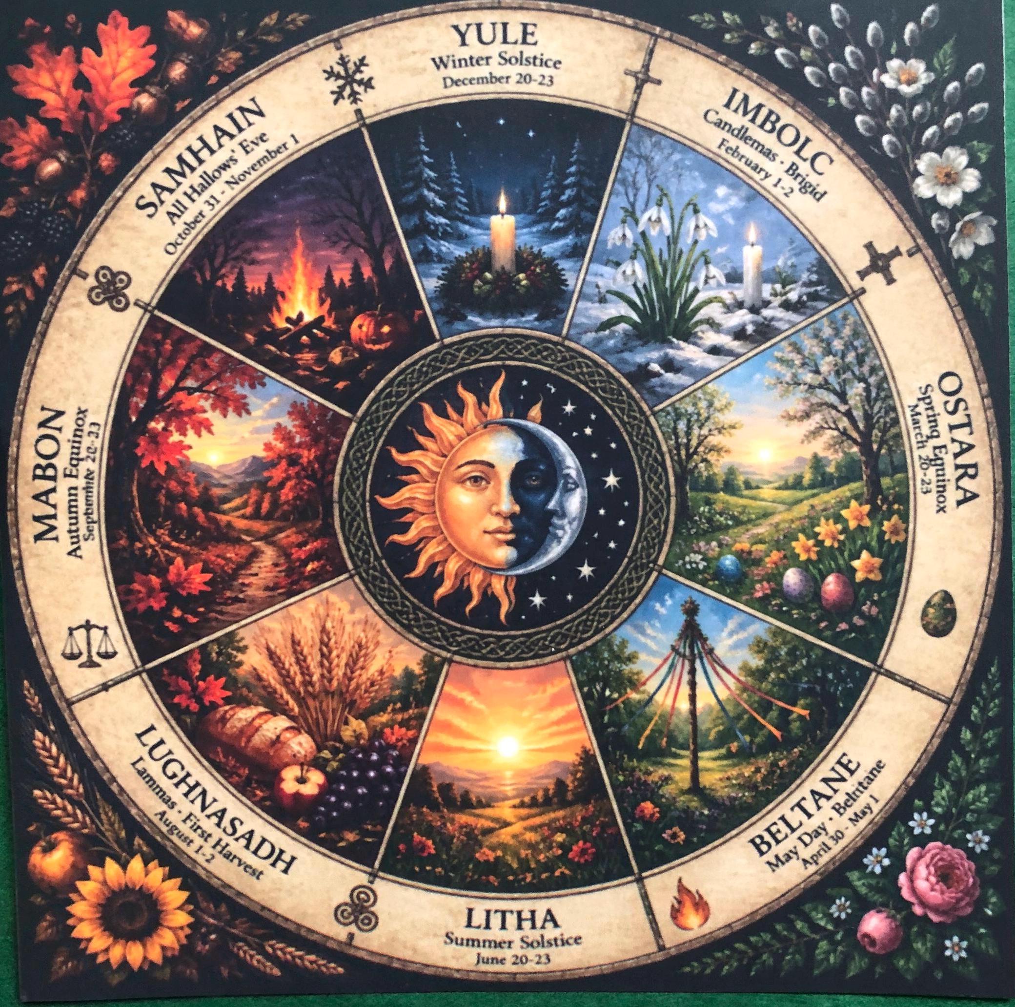 Sabbat Banners Set, Wheel of the Year Card, Pagan Altar Art - Etsy