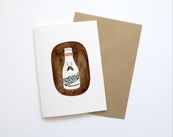 Greetings Card | Anniversary | Bottle | Milk | Painting | Illustration | Post | Royal mail | Mustache | British | UK