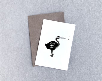 Tarjeta de felicitación / Aniversario / Cumpleaños / acuarela / Ilustración de aves de cig enza