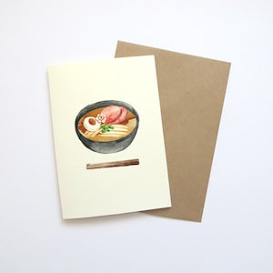 Karta z pozdrowieniami | Rocznica | Urodziny | akwarela | Ilustracja | Udon, Ramen, Japonia, Japońskie jedzenie, Japoński makaron