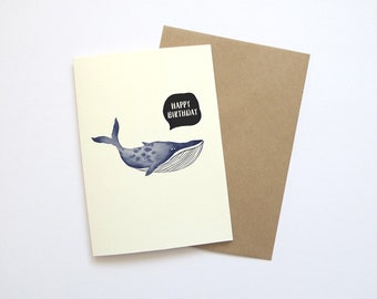 Greetings Card | Anniversary | Birthday | watercolour | Illustration | Whale