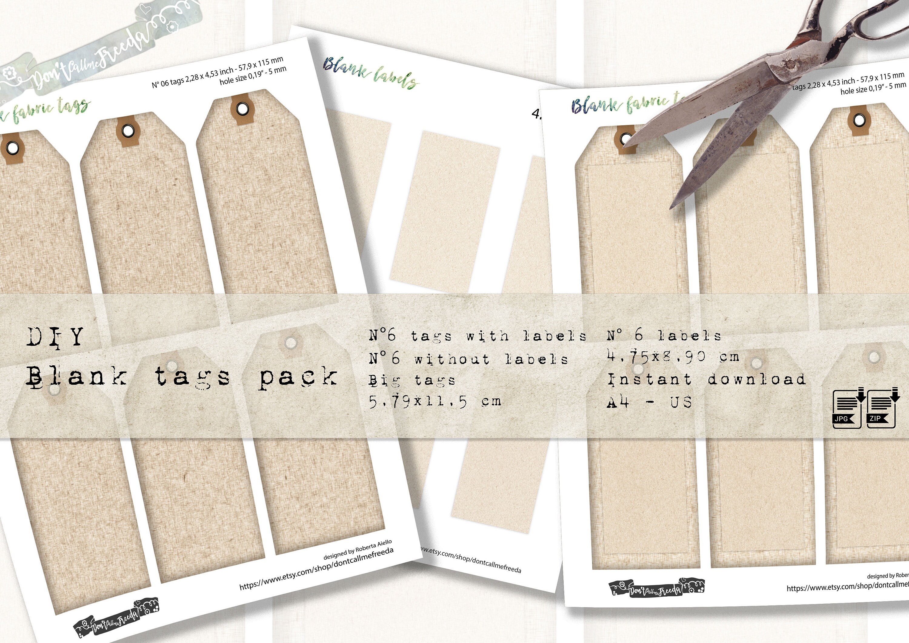 DIY fabric blank tags pack Tag bundle 12 Big tags 228x453 Etsy