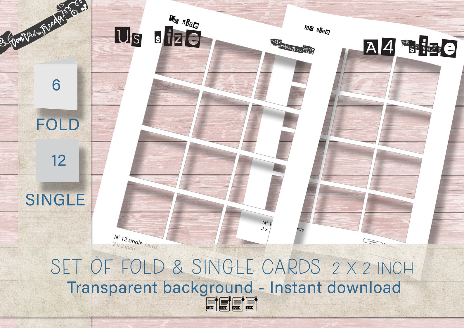 Set of single and to fold 2X2 inch cards/tags digital template | Etsy