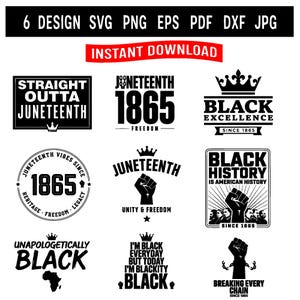 Juneteenth svg bundle png dxf eps pdf jpg | Black history svg | Juneteenth 1865 | Cricut Silhouette | Freedom day shirt design cut file