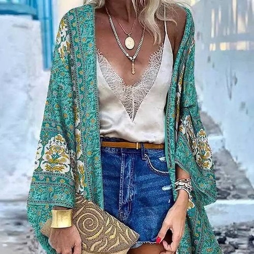 plus size floral kimono cardigan