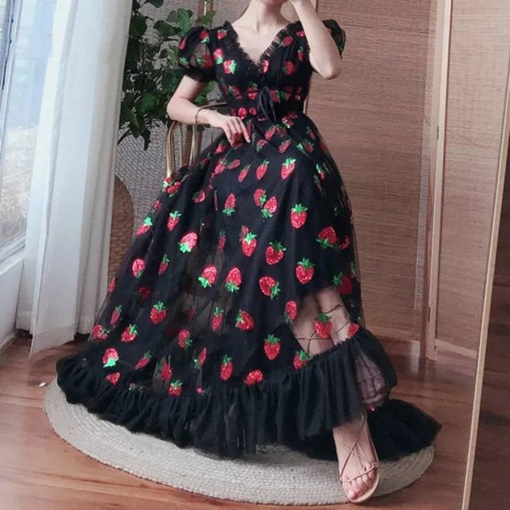 Aesthetic Corset Dress Cottagecore Clothing Strawberry Dress Cottagecore Dress Flower Girl Dress Fairy Dress Princess Dress