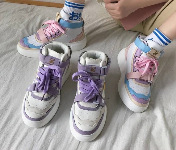 Kawaii Platform Kawaii Rosa pastello Sneakers carine Harajuku | Etsy Italia