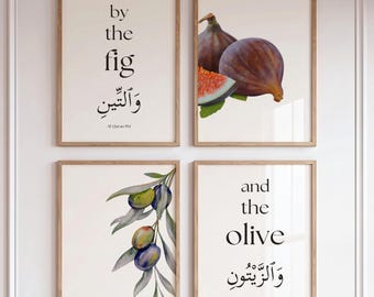 Fig And Olive Quran Verse Printable Set Islamic Wall Art Botanical Islamic Prints Neutral Muslim Home Decor Modern Arabic Art Digital Art
