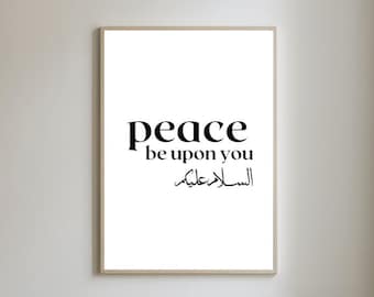 Peace Be Upon You Assalamualaikum Islamic Wall Art Minimalist Salam Islamic Home Decor For Muslims Islamic Gift English Arabic Quote Poster