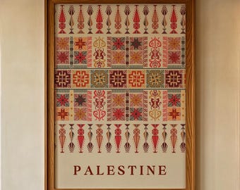 Palestinian Tatreez Wall Art Palestine Embroidery Print Modern Heritage Home Decor Palestine Wall Art Printable Palestine Art Cultural Gift