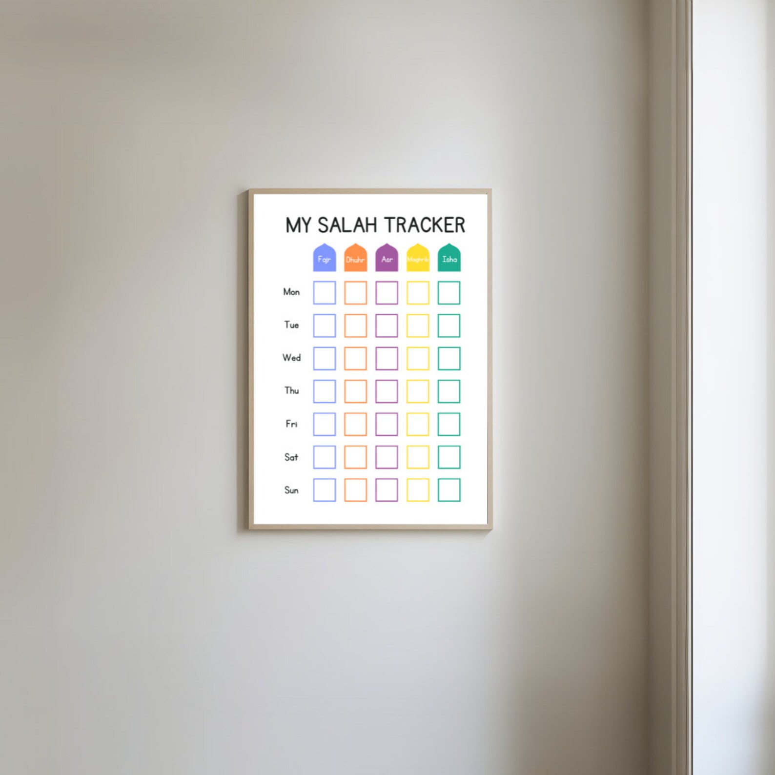 Salah Tracker Printable Kids Prayer Tracker, Kids Islamic Wall Art, Daily Salah Tracker, Islamic ...