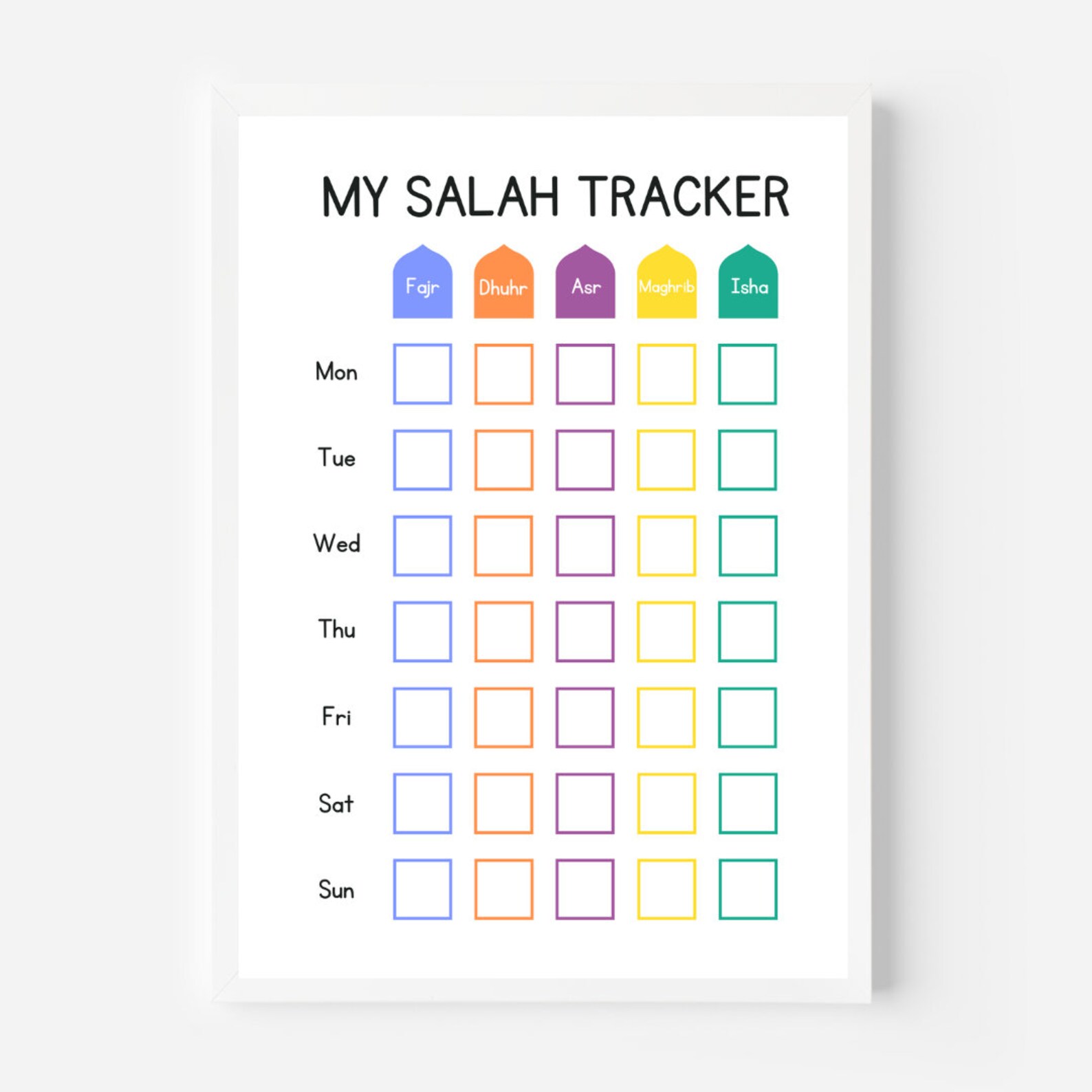 Salah Tracker Printable Kids Prayer Tracker, Kids Islamic Wall Art ...