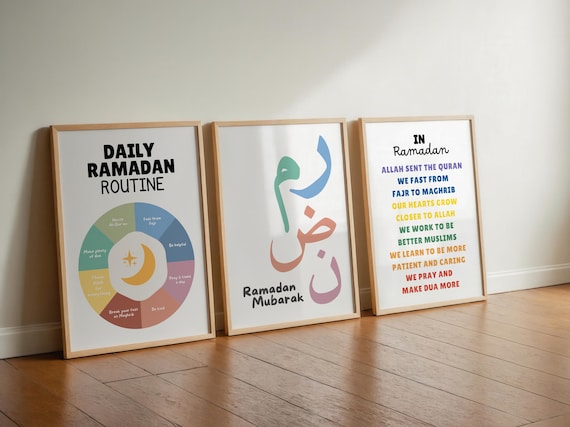 Ramadan Wall Art Bundle Islamic Printable Set Arabic Calligraphy Ramadan Mubarak Poster Muslim Home Decor Ramadan Routine Islamic Printable