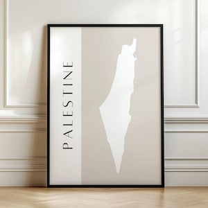 Palestine Map Print Neutral Wall Art Modern Minimalist Palestine Poster Digital Download Pro Palestine Decor Map of Palestine Printable Art