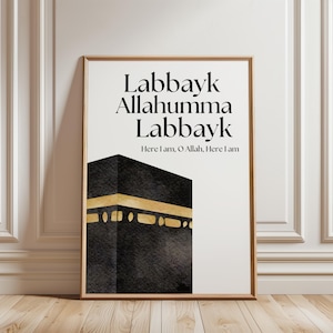 Labbayk Allahumma Labbayk Islamic Wall Art Kaaba Umrah e Hajj Talbiyah stampabile Umrah regalo Hajj regalo musulmano Home Decor - Download digitale