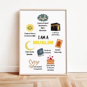 I Am A Muslim Islamic Kids Wall Art Printable Five Pillars Of Islam Muslim Beliefs Poster For Homeschool Classroom Ramadan Decor Nursery