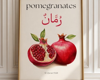Pomegranate Quran Wall Art Islamic Botanical Print Quran Verse Muslim Home Decor Kitchen Housewarming Gift Muslim Wedding Gift For Eid