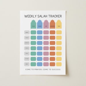 Veckovis Salah Tracker Islamisk väggkonst Bön Tracker Utskrivbar muslimsk heminredning Ramadan Ibadah Planner Salah Vanekarta Digital utskrivbar