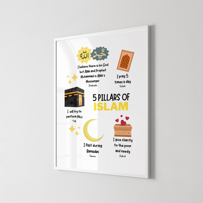5 Pillars of Islam Digital Printable Islamic Kids Wall Art Muslim ...