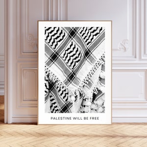 Palestine Will Be Free Islamic Wall Art - Palestine Poster Palestine Wall Art Kuffiyeh Keffiyeh Minimal Muslim Home Decor Free Palestine