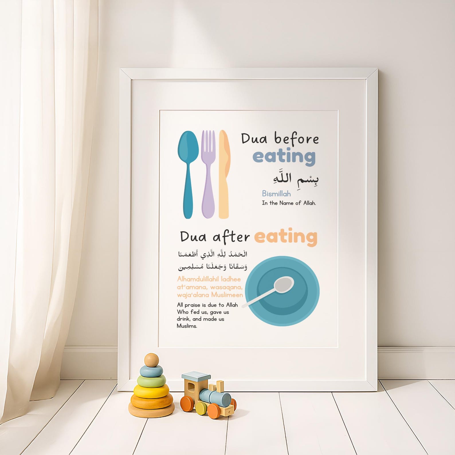 Islamic Kids Dua Before and After Eating Printable Muslim Children Wall ...