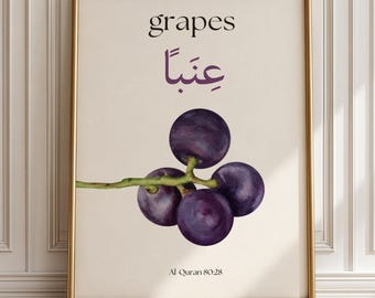 Grapes Quran Wall Art Islamic Botanical Printable Quranic Verse Muslim Kitchen Decor Islamic Gift For Mom Islamic Living Room Decor Ramadan