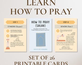 How To Pray Salah Flashcards Printable Islamic Prayer Cards Muslim Kids Step By Step Prayer Guide Beginner Salah Guide For Converts Reverts