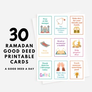 Ramadan Gute Tat Karten für Kinder Druckbare Islamische Aktivität 30 Täglich Gute Taten Digitaler Download Muslimischer Lernfamilien Spaß Ramadan Kalender