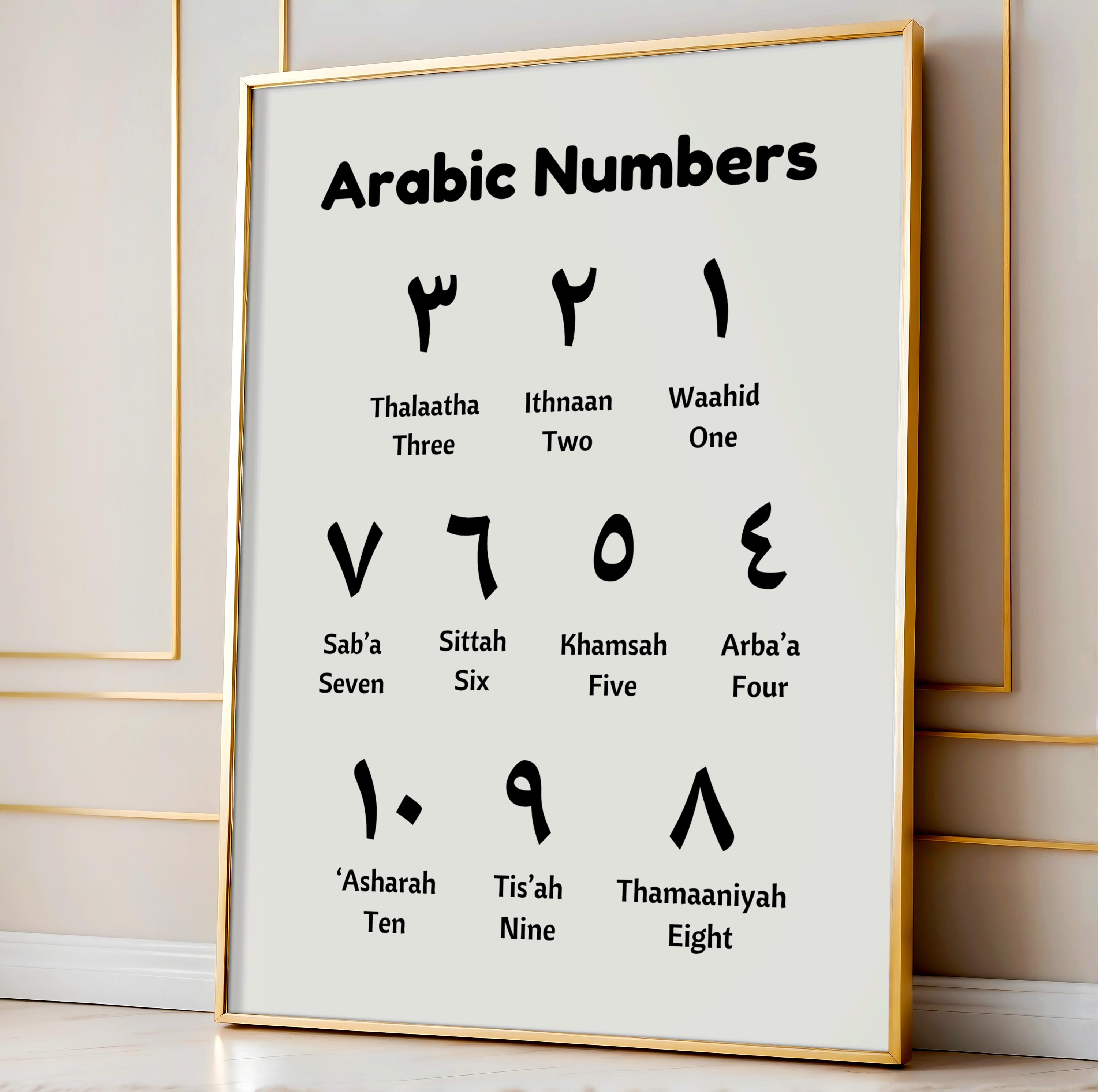 Arabic Numbers 1-10 in Black and White Digital Printable Educational ...