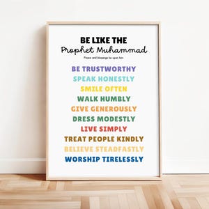 Be Like The Prophet Muhammad Muslim Kids Printable Childrens Wall Art Muslim Prophets in Islam Islamic Educational Poster Islamic Wall Art