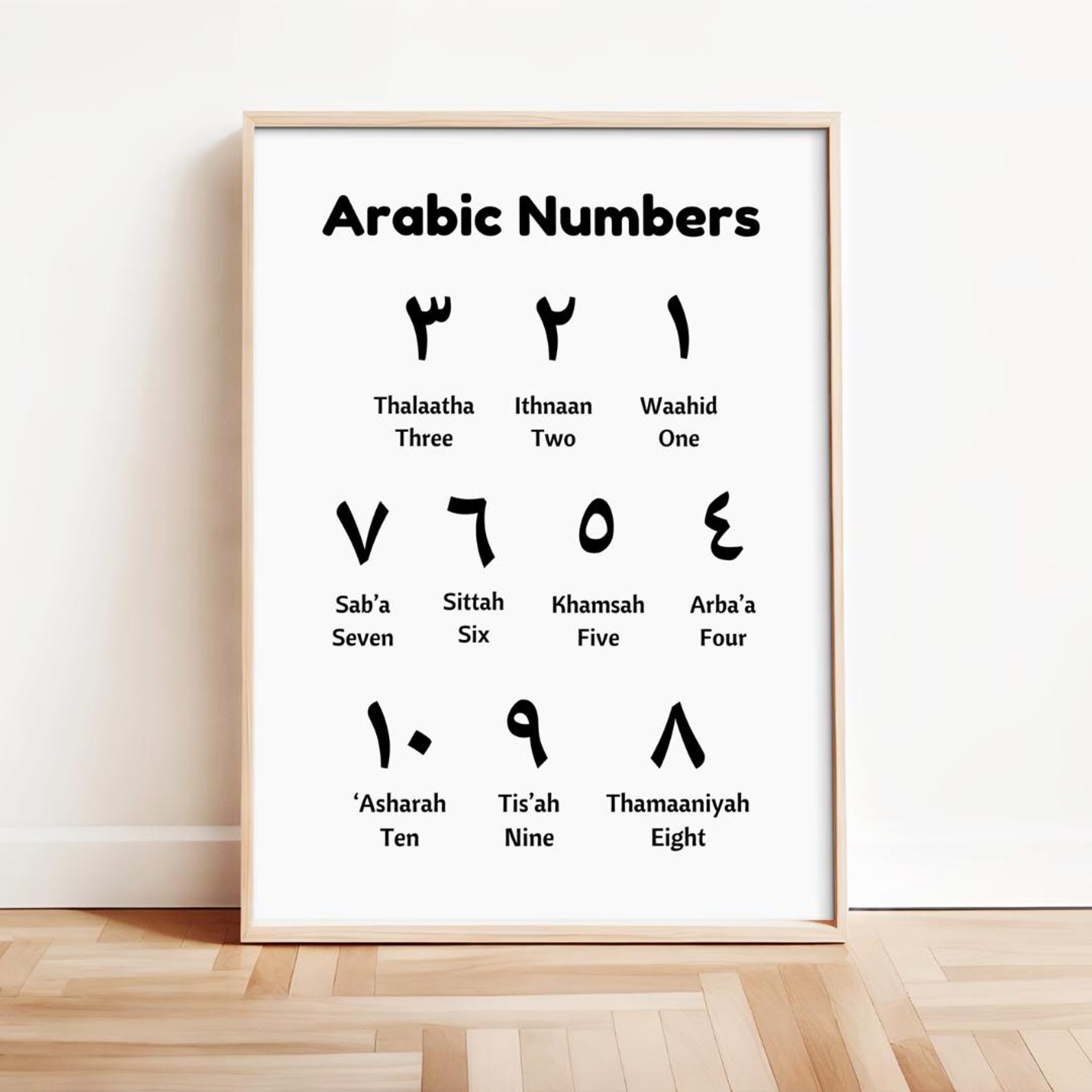 Arabic Numbers 1-10 in Black and White Digital Printable Educational ...