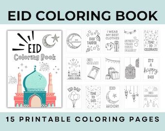 Kids Eid Ramadan Coloring Pages - Eid Ramadan Activity Book For Kids, Ramadan Kids Eid Activity, Eid Printable, Ramadan Colouring Printable