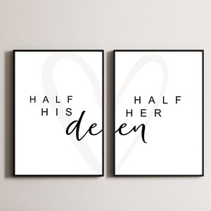 Half His Deen Half Her Deen Islamic Wall Art Modern Muslim Home Decor Islamic Home Muslim Wedding Gift Muslim Couple Muslim Quote Islamic