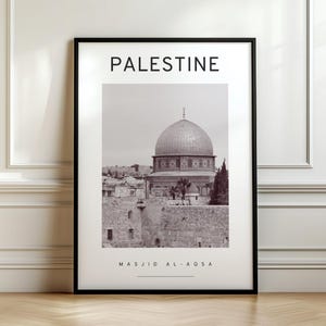 Palestine Masjid Al Aqsa Mosque Wall Art Minimalist Digital Art Islamic Wall Print Jerusalem Printable Muslim Home Decor Vintage Art Poster