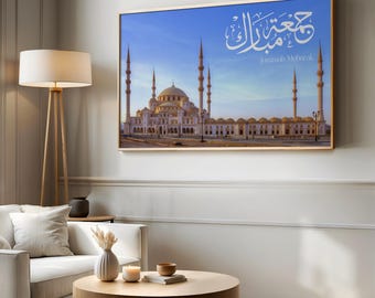 Jummah Mubarak 4K TV Art Islamic Friday Digital Artwork Mosque Wall Art Samsung Frame TV Compatible Islamic TV Art Modern Muslim Home Decor